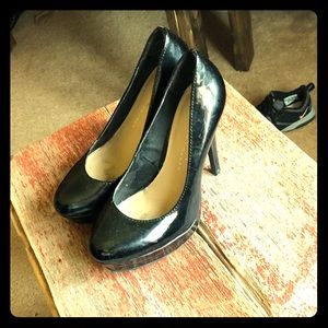 Black patten high heels